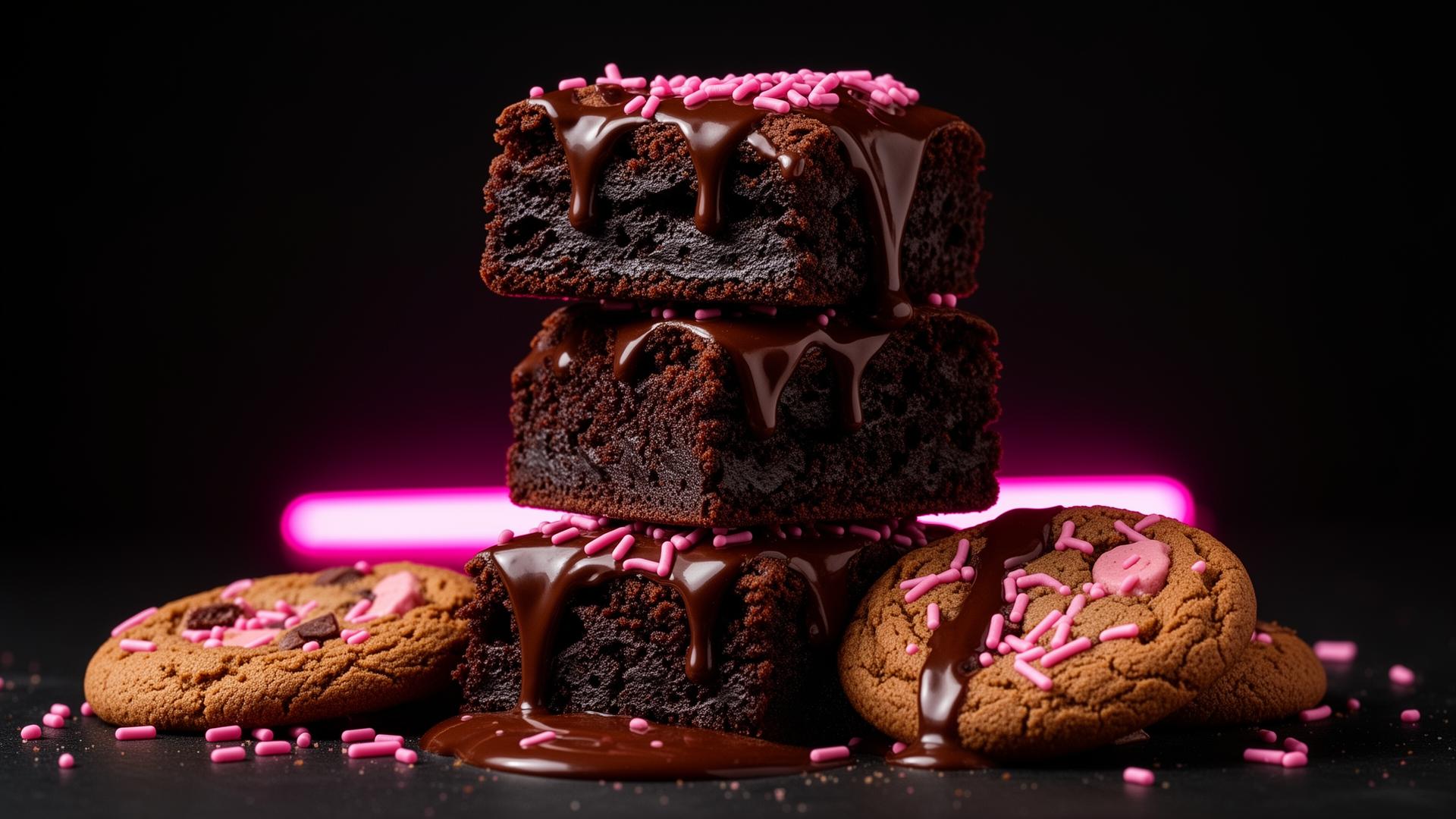 Stacked loaded brownies and cookies